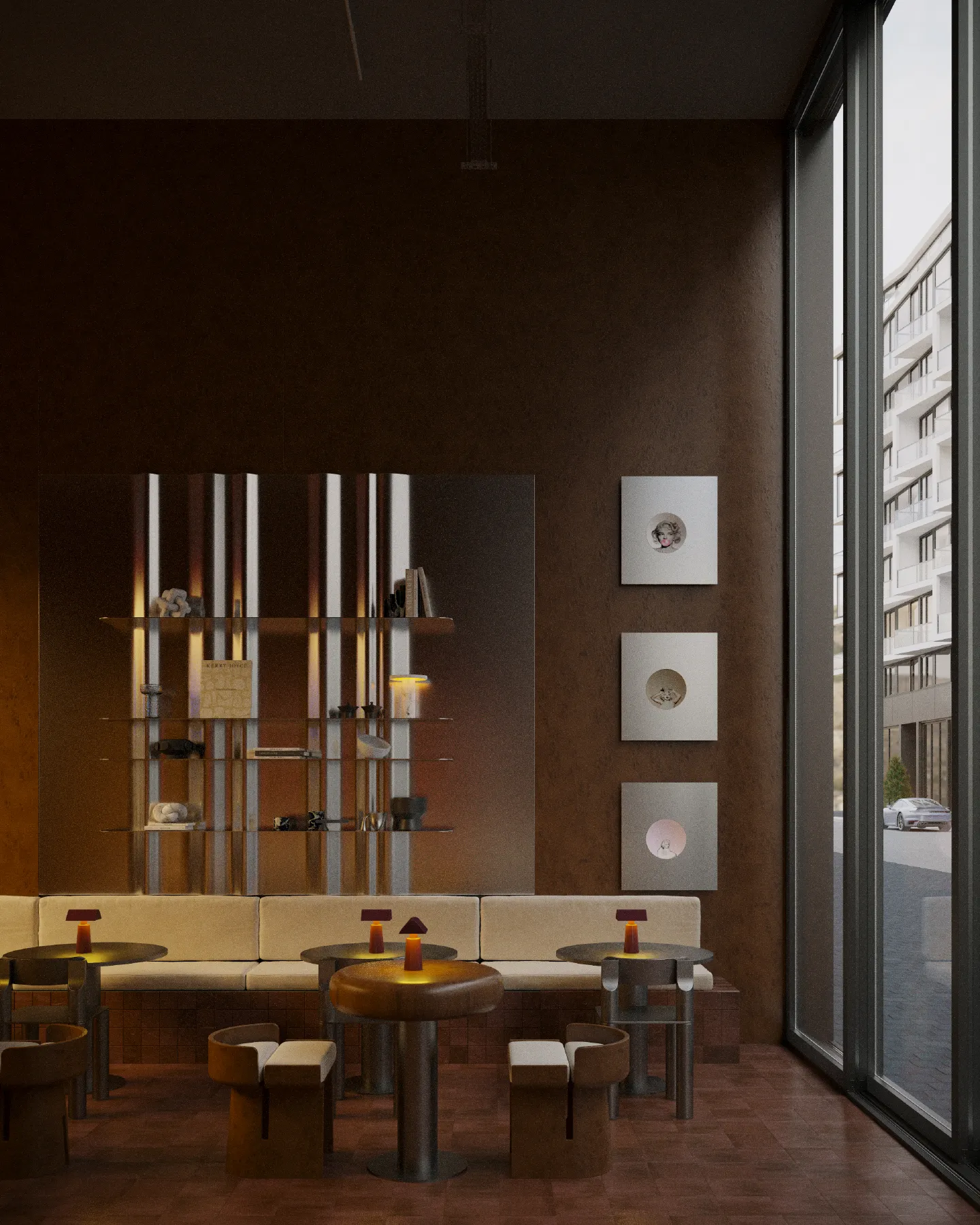 Shelves of steel and light